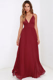 Maxi Sun Dresses Chiffon Solid O Neck Pleated Floor Length Long Backless Womens Sexy Party Night Club Dress Vestidos De Fiesta