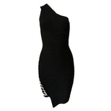 2018 New Summer Bandage Dress Women Celebrity Sleeveless One-Shoulder Sequined Sexy Night Out Party Dress Women Bodycon Vestidos