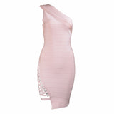 2018 New Summer Bandage Dress Women Celebrity Sleeveless One-Shoulder Sequined Sexy Night Out Party Dress Women Bodycon Vestidos
