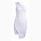 2018 New Summer Bandage Dress Women Celebrity Sleeveless One-Shoulder Sequined Sexy Night Out Party Dress Women Bodycon Vestidos