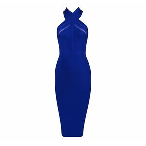2018 Newest Summer Bandage Dress Women Celebrity Party Blue Sleeveless Off Shoulder Sexy Night Out Dress Women Bodycon Vestidos