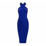2018 Newest Summer Bandage Dress Women Celebrity Party Blue Sleeveless Off Shoulder Sexy Night Out Dress Women Bodycon Vestidos
