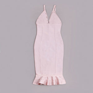 2018 Newest Summer Bandage Dress Women Celebrity Party Spaghetti Strap V-Neck Sexy Club Night Out Dress Women Mermaid Vestidos