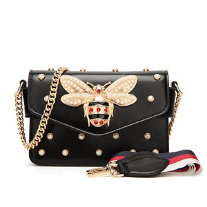 New famous brand women messenger bags small chain crossbody bags female luxury shoulder bag pearl handbag 2018 Red White black