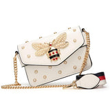New famous brand women messenger bags small chain crossbody bags female luxury shoulder bag pearl handbag 2018 Red White black