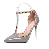 Free shipping shoes woman 2018 Summer Women's shoes fashion female sandals rivet Metal decoration pu leather women high heels