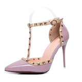 Free shipping shoes woman 2018 Summer Women's shoes fashion female sandals rivet Metal decoration pu leather women high heels