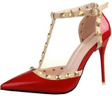 Free shipping shoes woman 2018 Summer Women's shoes fashion female sandals rivet Metal decoration pu leather women high heels