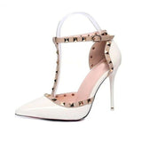 Free shipping shoes woman 2018 Summer Women's shoes fashion female sandals rivet Metal decoration pu leather women high heels