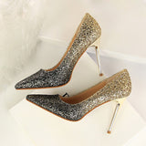 2018 Women 9cm Thin High Heels Sexy Glitter Bright Scarpins Pumps Female Stiletto Wedding Bridal Gold Silver Red Valentine Shoes