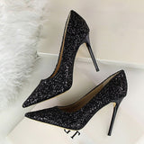 2018 Women 9cm Thin High Heels Sexy Glitter Bright Scarpins Pumps Female Stiletto Wedding Bridal Gold Silver Red Valentine Shoes