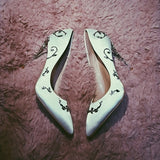 Boussac Elegant Silk Women Pumps High Heels Rhinestone Flower Wedding Shoes Brand Design Pointed Toe High Heels Shoes SWB0074