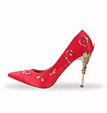 Boussac Elegant Silk Women Pumps High Heels Rhinestone Flower Wedding Shoes Brand Design Pointed Toe High Heels Shoes SWB0074