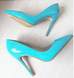 Big Sale Sexy Pointed Toe High Heel Pumps Patente Leather Thin Heels Woman Shoe Rose Pink Green Red Black Nude Dress Heels