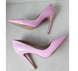 Big Sale Sexy Pointed Toe High Heel Pumps Patente Leather Thin Heels Woman Shoe Rose Pink Green Red Black Nude Dress Heels