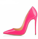 Big Sale Sexy Pointed Toe High Heel Pumps Patente Leather Thin Heels Woman Shoe Rose Pink Green Red Black Nude Dress Heels