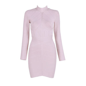 2018 Newest Winter Bandage Dress Women Celebrity Party Apricot Long Sleeve Sexy Night Out Dress Women Bodycon Vestidos Wholesale