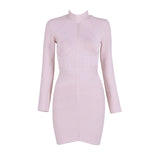 2018 Newest Winter Bandage Dress Women Celebrity Party Apricot Long Sleeve Sexy Night Out Dress Women Bodycon Vestidos Wholesale