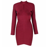 2018 Newest Winter Bandage Dress Women Celebrity Party Apricot Long Sleeve Sexy Night Out Dress Women Bodycon Vestidos Wholesale