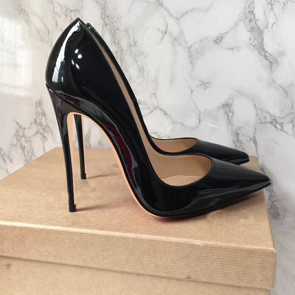 Big Sale Sexy Pointed Toe High Heel Pumps Patente Leather Thin Heels Woman Shoe Rose Pink Green Red Black Nude Dress Heels