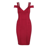 Newest Bodycon Bandage Dress Women Celebrity Party Spaghetti Strap Off Shoulder V-Neck Sexy Night Out Dress Women Vestidos