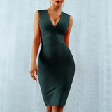 Newest Summer Celebrity Party Bandage Dress Women Sleeveless V-Neck Sexy Night Out Club Dress Women Bodycon Vestidos Wholesale