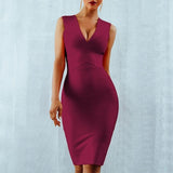 Newest Summer Celebrity Party Bandage Dress Women Sleeveless V-Neck Sexy Night Out Club Dress Women Bodycon Vestidos Wholesale