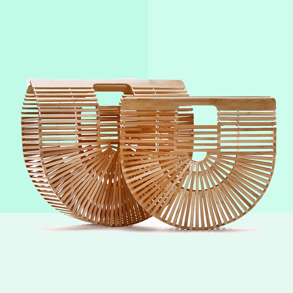 Bamboo Purse Luxury Handbags Women Bags Designer Wood Women Clutch Summer Beach Bags For Women Woven Hollow Out Bamboo Handbag