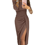2019 Summer Dress Women Sexy Off The Shoulder High Slit Bodycon Dress Long Sleeve Party Night Vestidos Gifts plus size